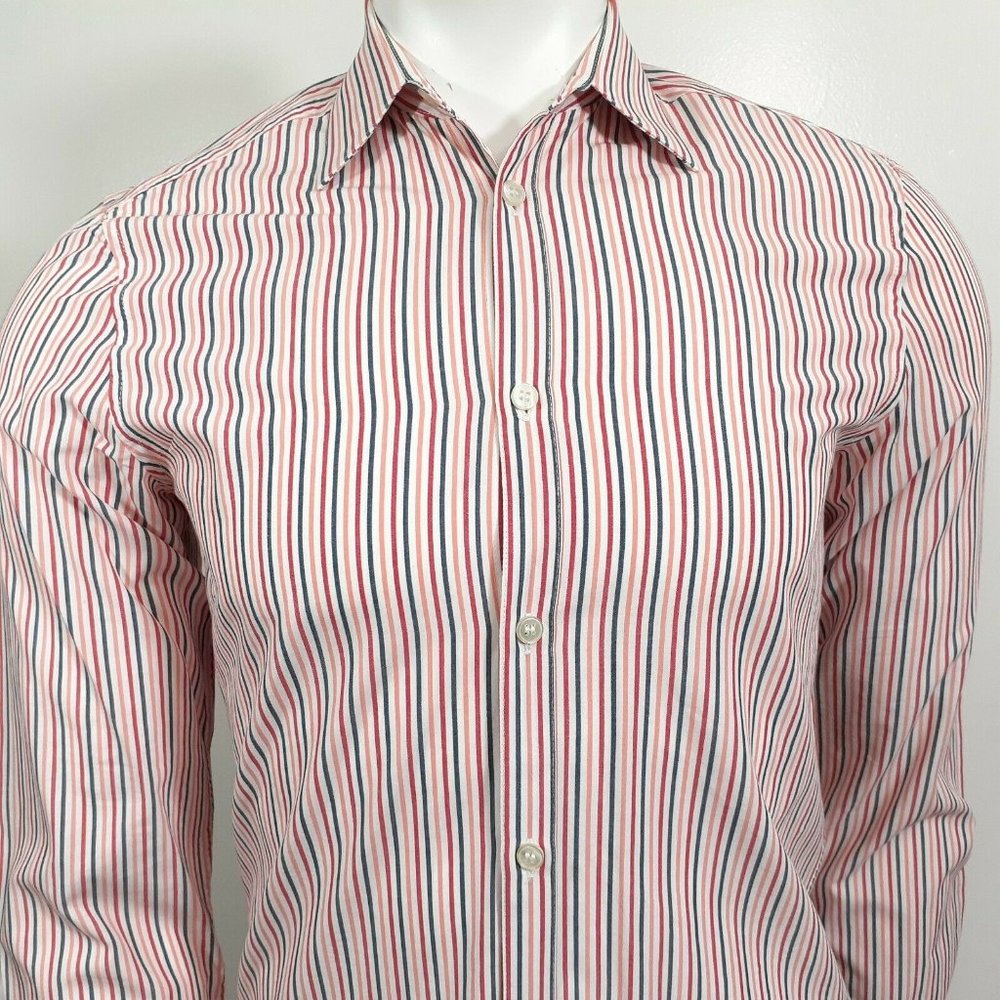 H&M Mens Multicolor Striped Long Sleeve Collared Button Down Shirt Size S